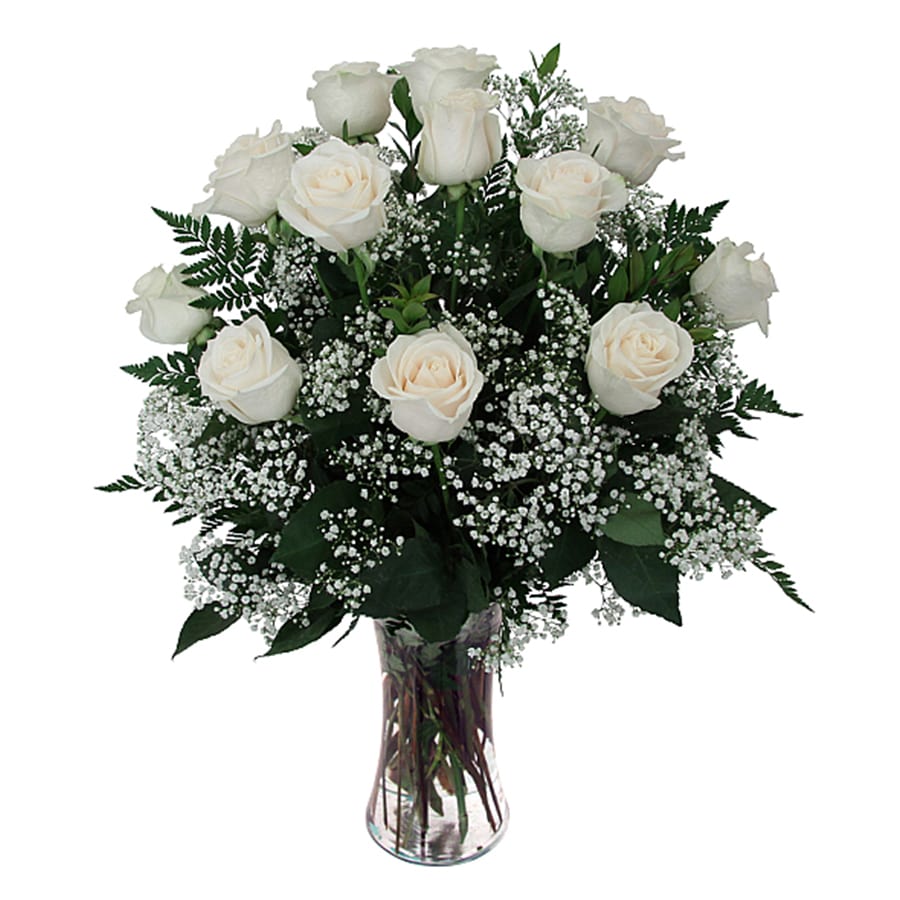 Bouquet 12 roses blanches ⋆ La Sarre Fleuriste
